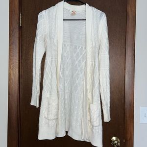Long cream cardigan sweater